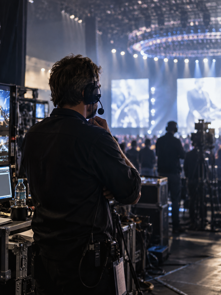 Soundcheck-Szene: FOH-Techniker stimmt EQs und Lautstärke ab.